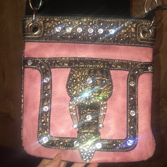 Pretty Pink Rhinestone Crossbody Purse - Picture 13 of 14